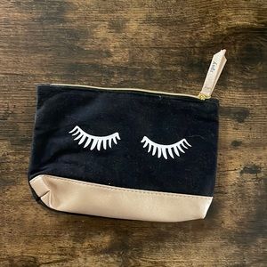 Ipsy Cosmetic Case * 7.5" x 5" * Eyelashes * Black and Gold